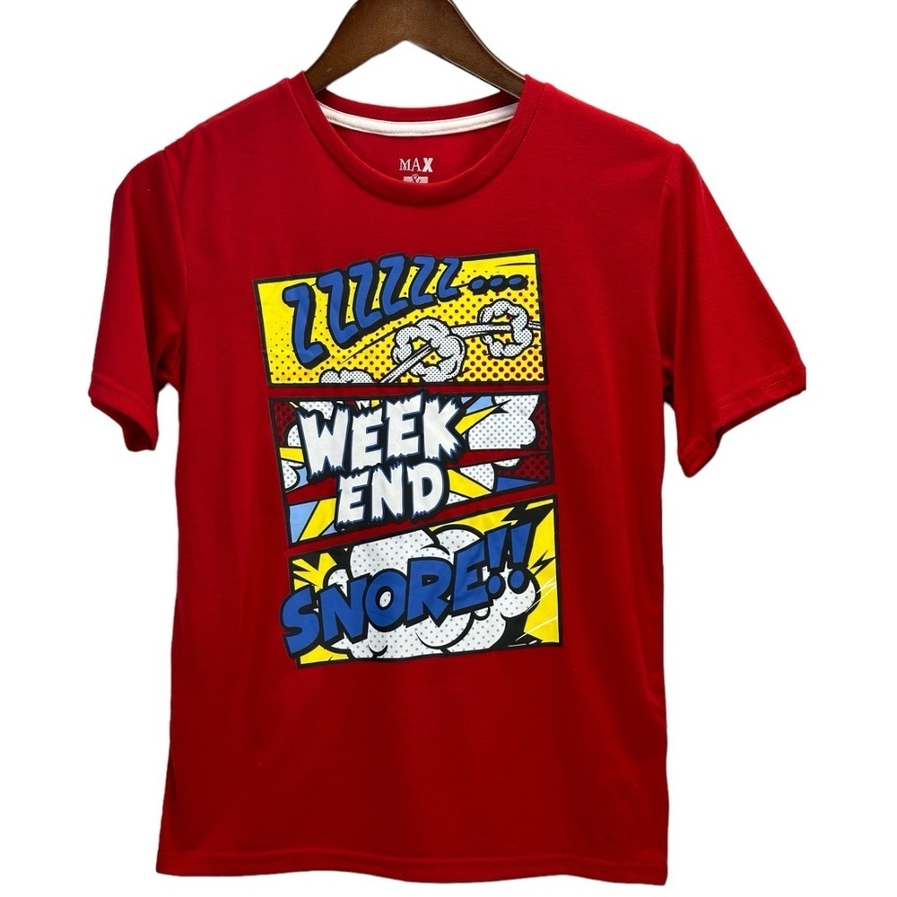 Max & Olivia Boys Comic Weekend Snore 2-Piece Pajama Set - Red Blue - size Large - Picture 3 of 15